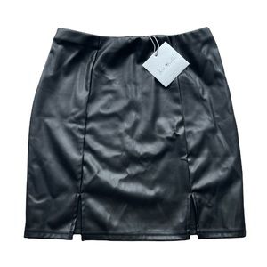 black faux leather skirt
